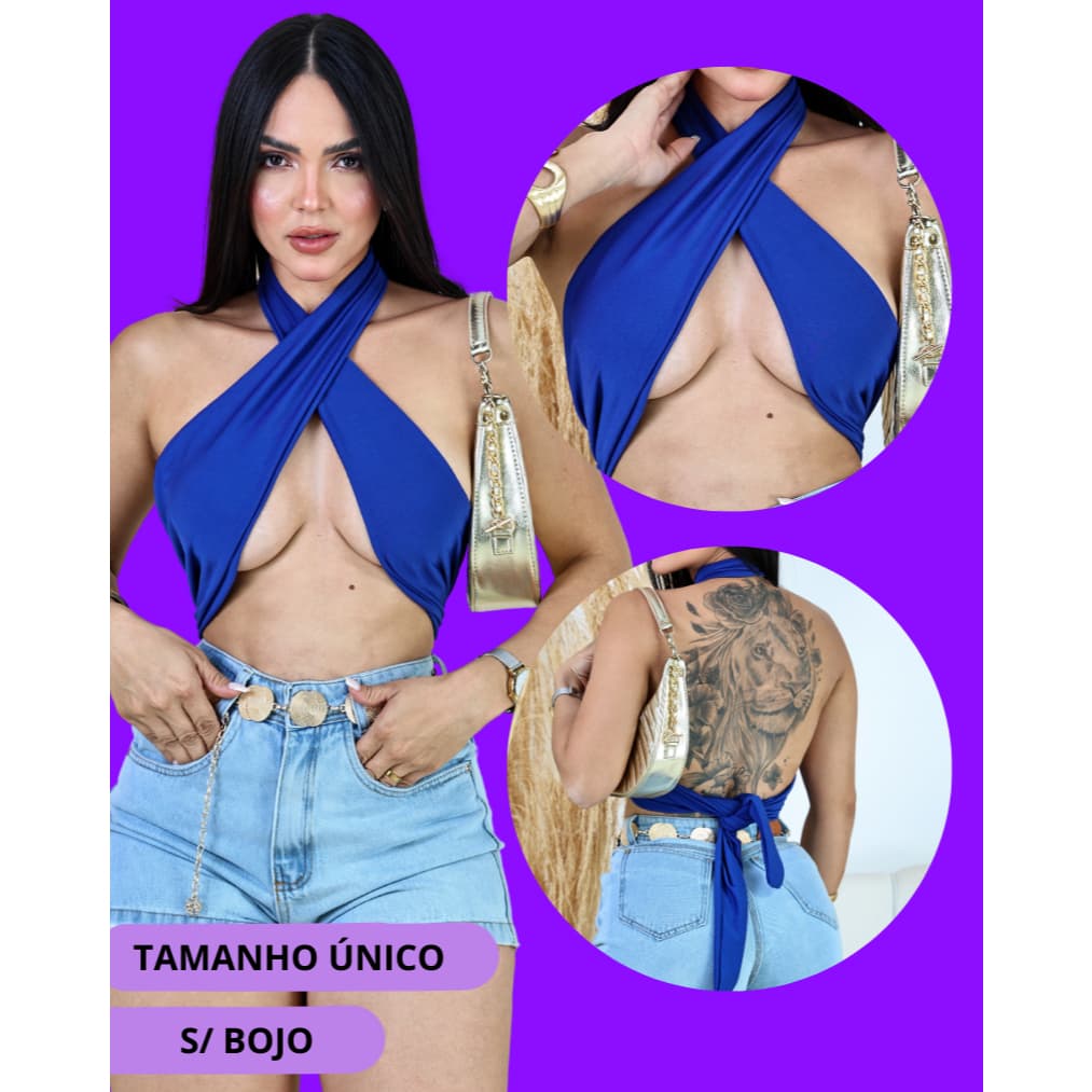 Cropped de amarrar  sem bojo cor lisa ou bolinhas  C002