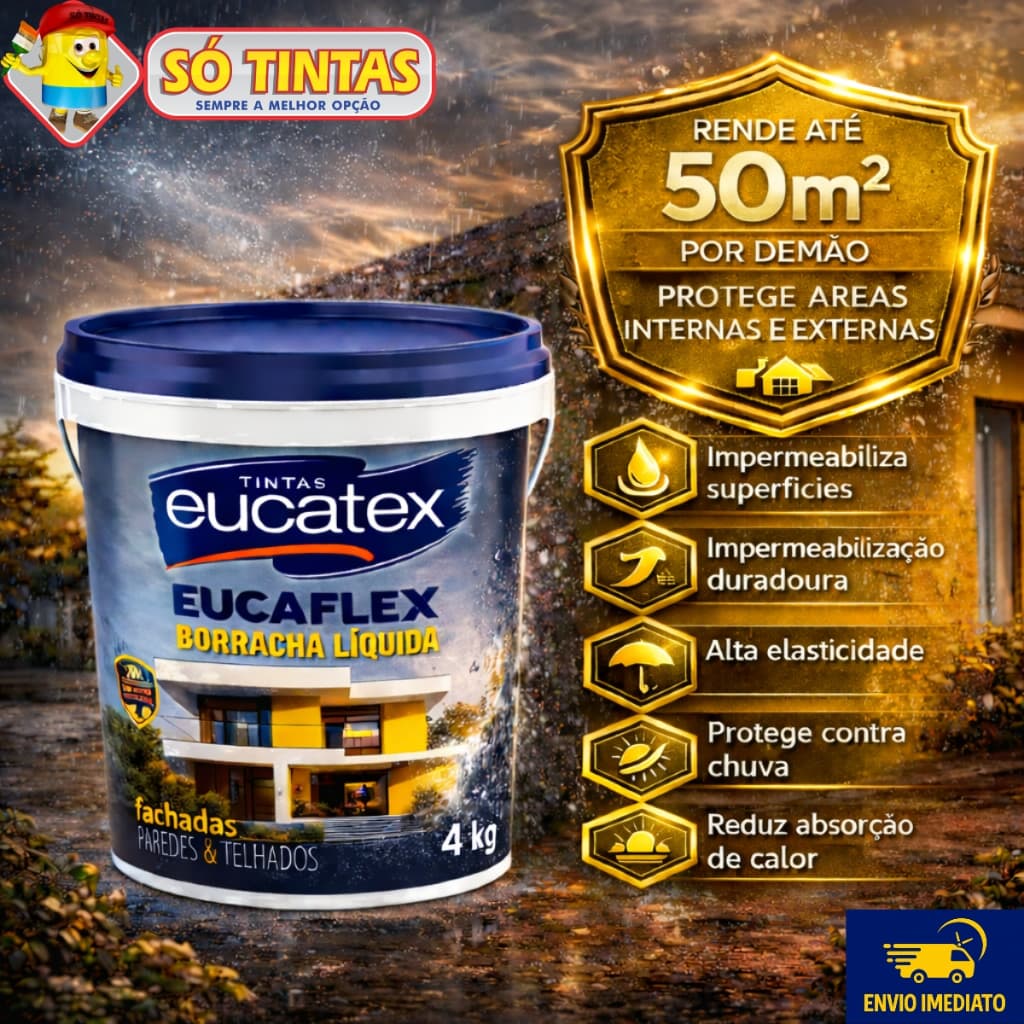Borracha Líquida Eucatex 4kg Impermeabilizante Tinta Emborrachada Anti Infiltração Parede