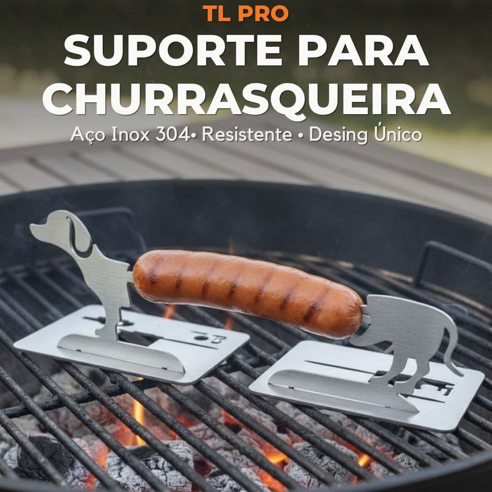 Espeto Suporte Assar Linguiça Churrasco Cachorro Salsicha Churrasqueira Inox 304