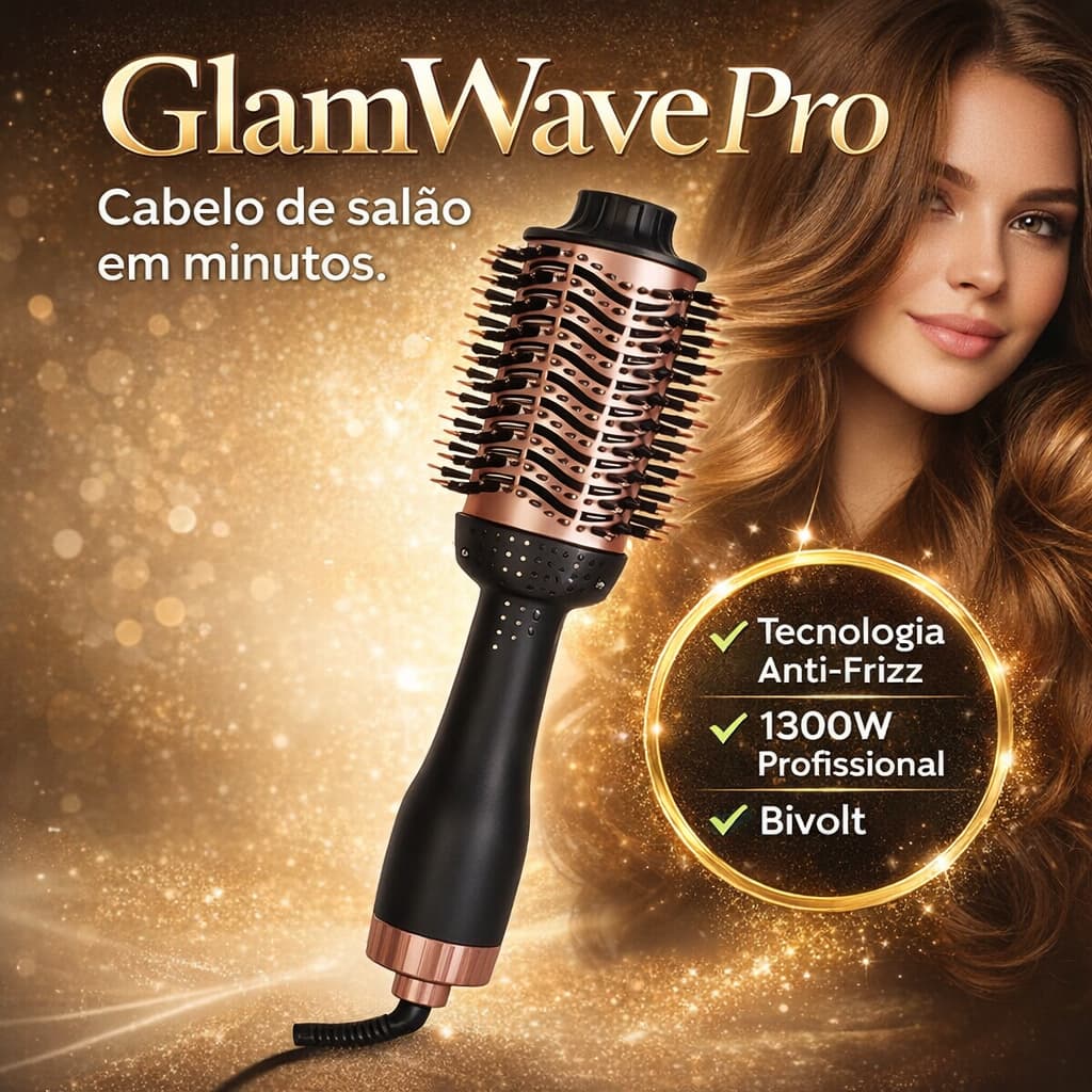 Escova Modeladora Secadora Cabelos Profissional Bivolt 1300w Volume Liso Brilho