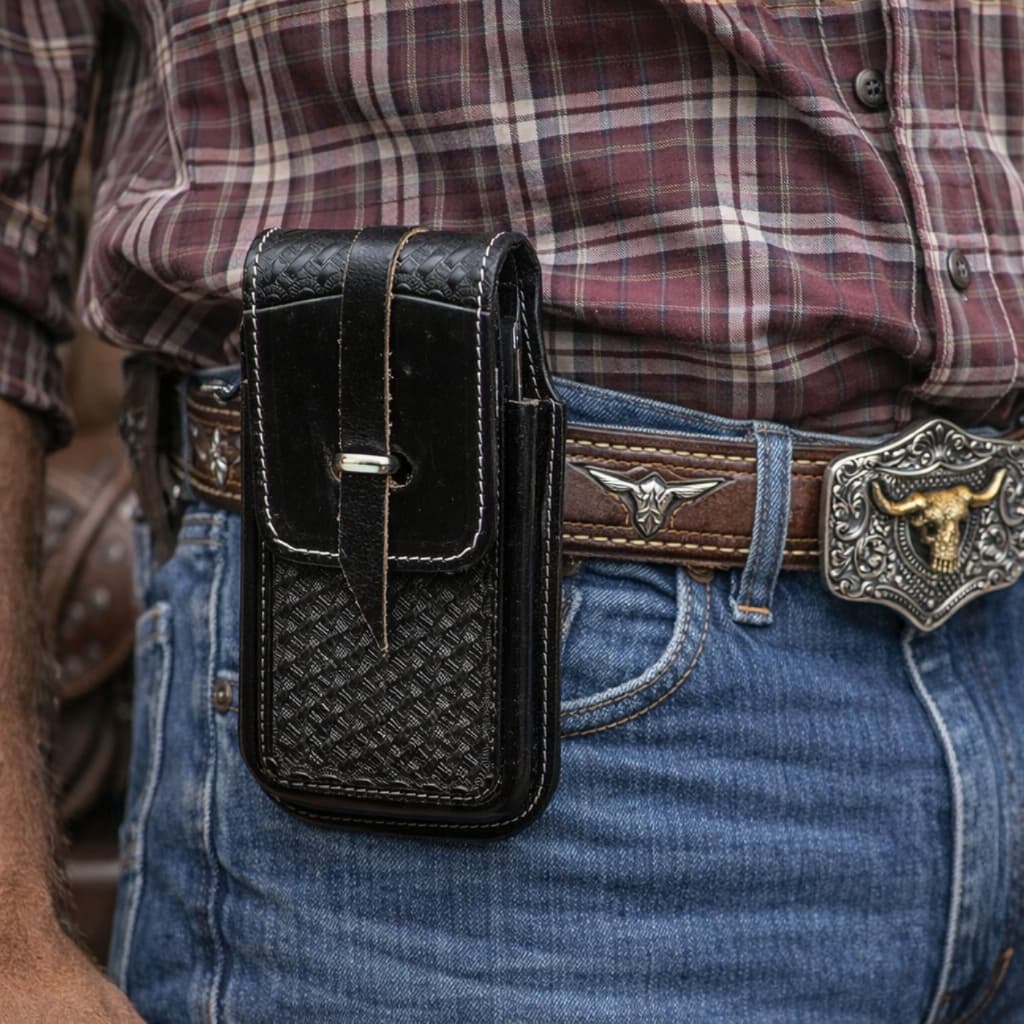 Capa Protetora Para Celular Virola Bainha de Couro Legítimo Tradicional Forrada Premium Country