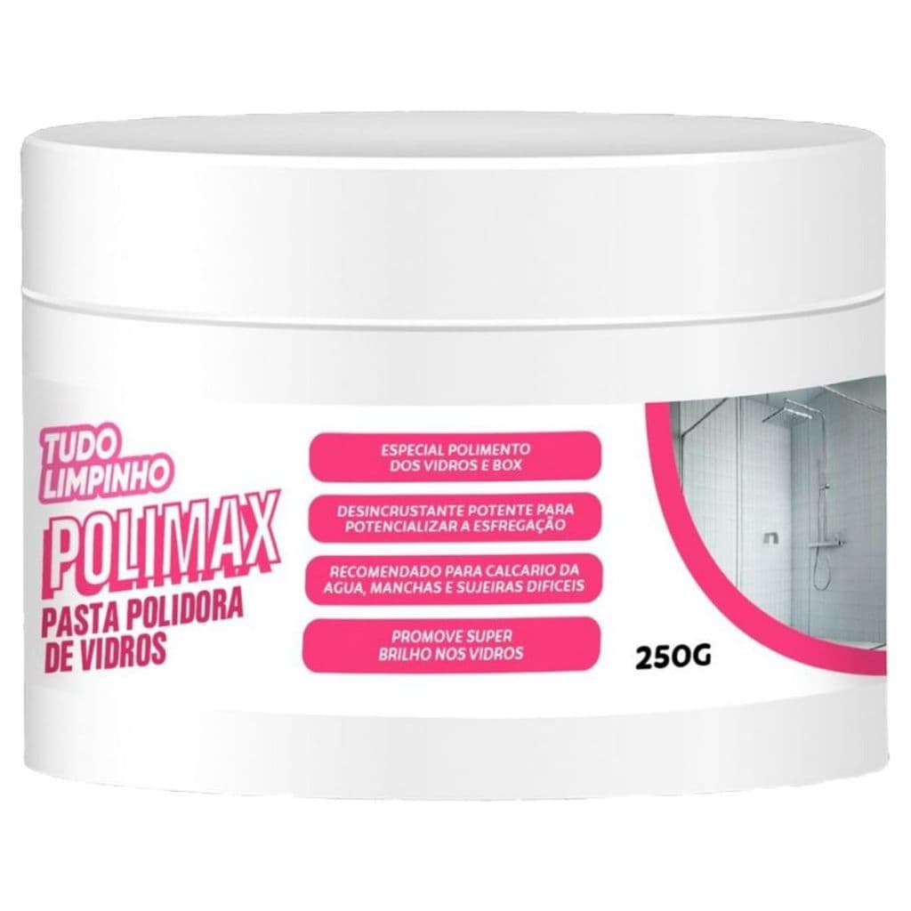 Polimax Pasta Polidora De Vidros E Inox 250gr Tudo Limpinho