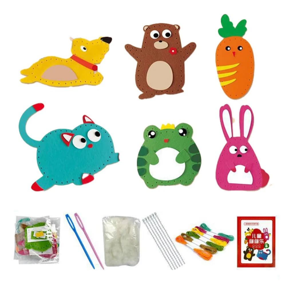 Kit Costura Infantil 17 Peças Artesanato Criativo DIY Brinquedo Educativo Aprender Costurar Crianças Presente