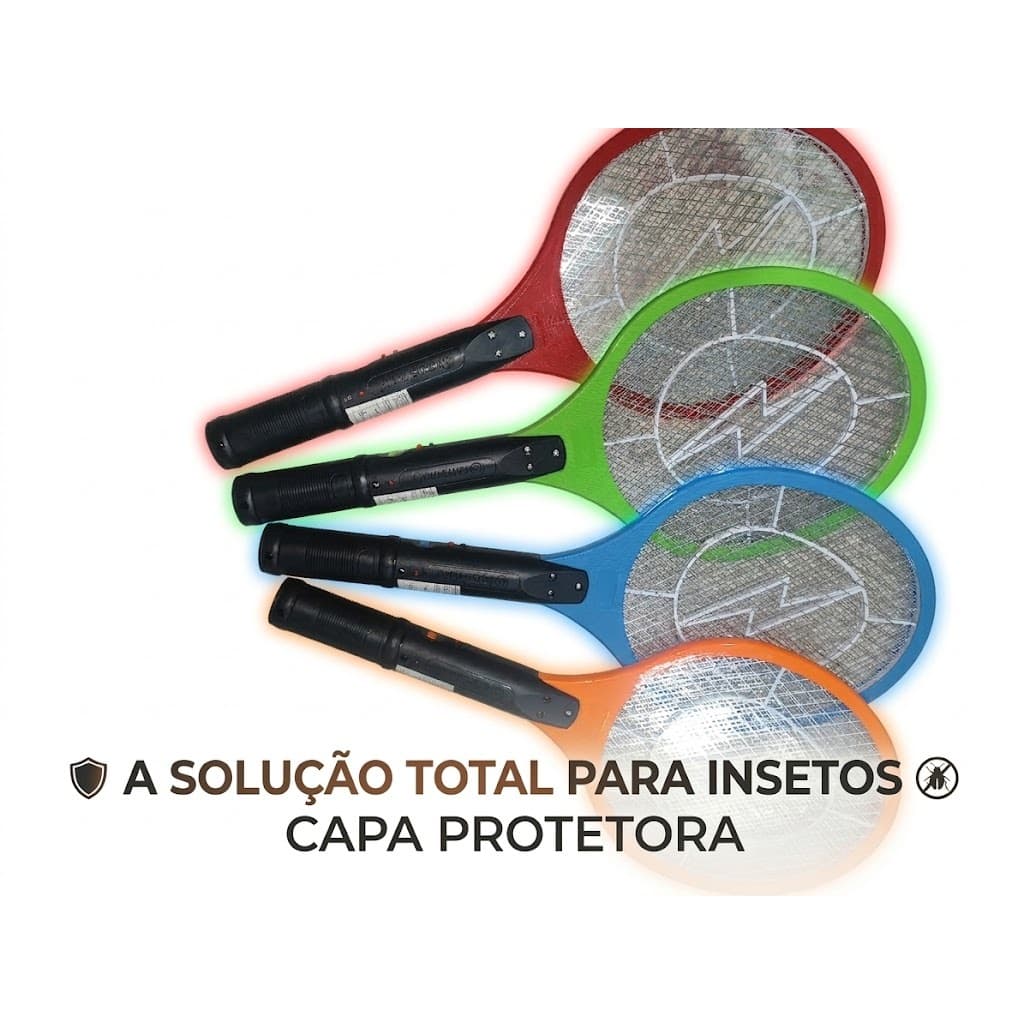 Raquete Elétrica Mata Mosquito Full Home - Elimina Insetos sem Químicos, Bivolt, 55cm x 20cm