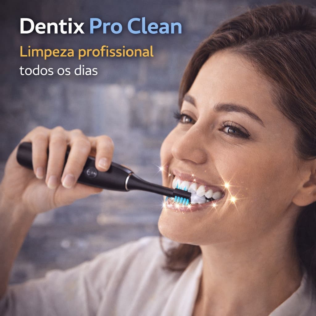 Escova Elétrica Sônica Dentix Pro Clean | Escova Dental Recarregável 6 Modos + 4 Refis
