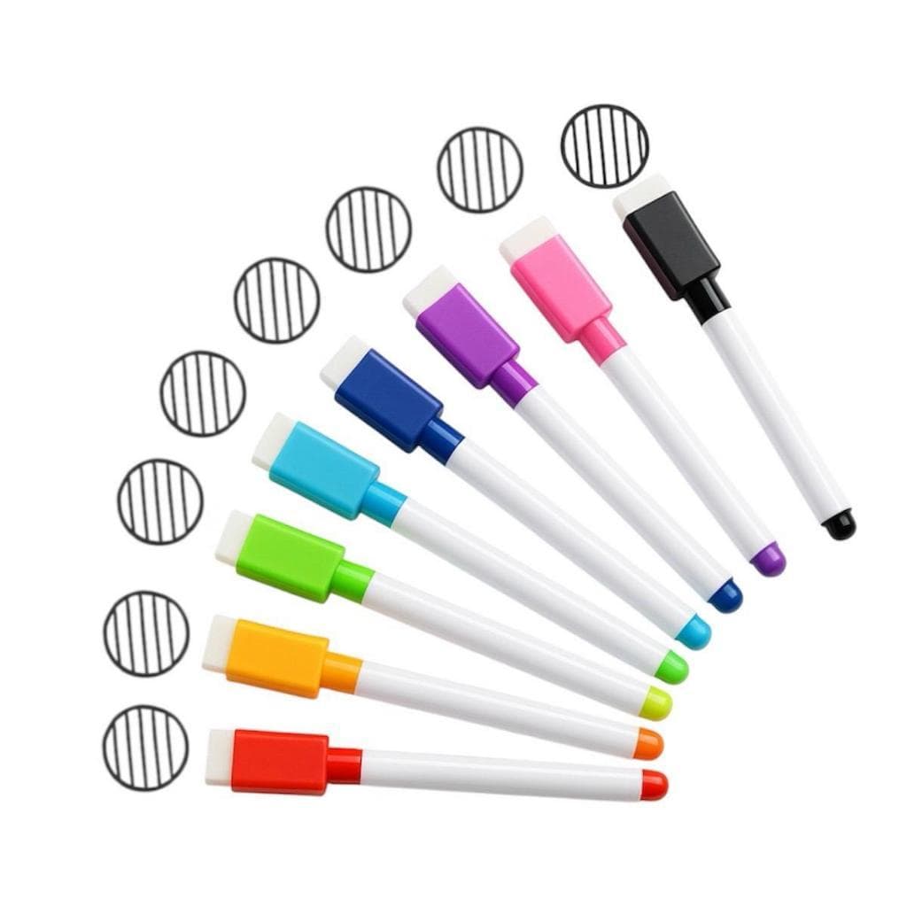 Kit 6 Canetas Magnéticas Coloridas Para Quadro Branco Com Imã e Apagador