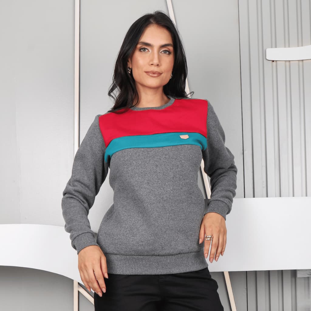 Blusa de Moletom Feminina Gola O sem Capuz Blusão de Inverno Liso Blusa de Frio Casaco Premium