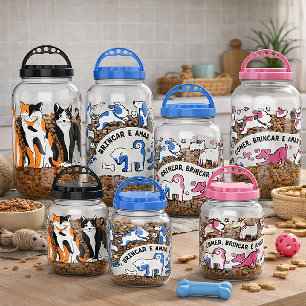Kit 2 Pote Porta Ração Petiscos Cachorro 3,6l 1,4LT Petiscos