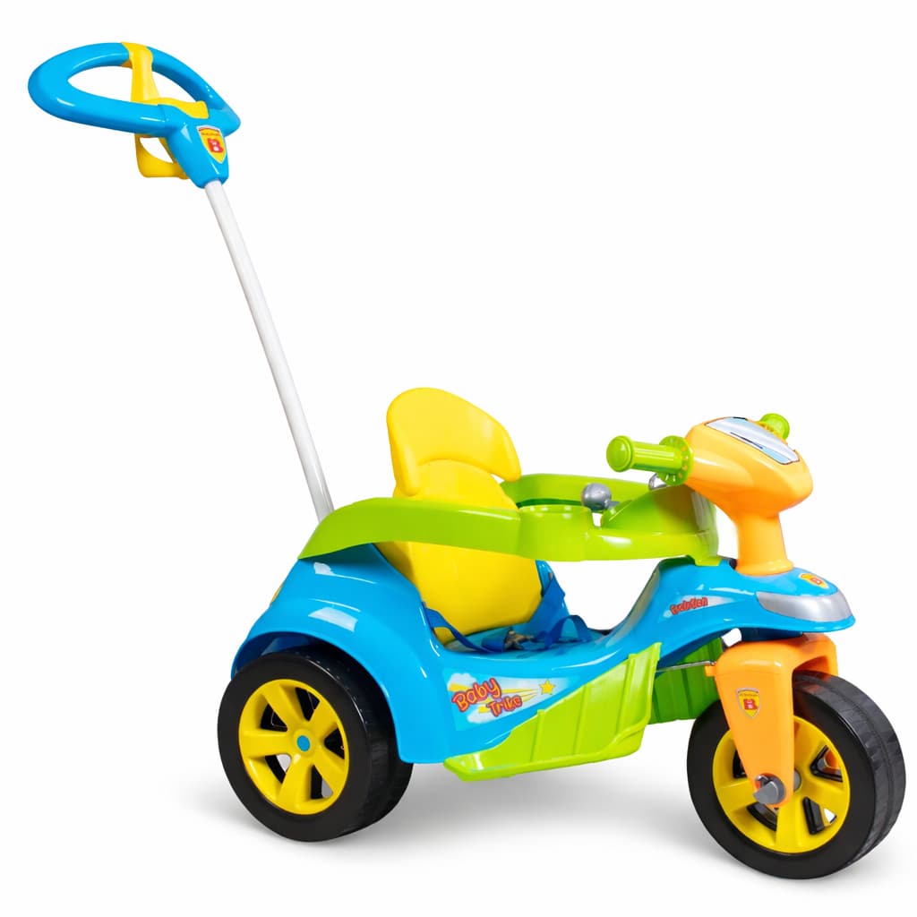 Triciclo Infantil Baby Trio Com Empurrador Guidão Direcional Cinto De Segurança Motoca Passeio Bebê