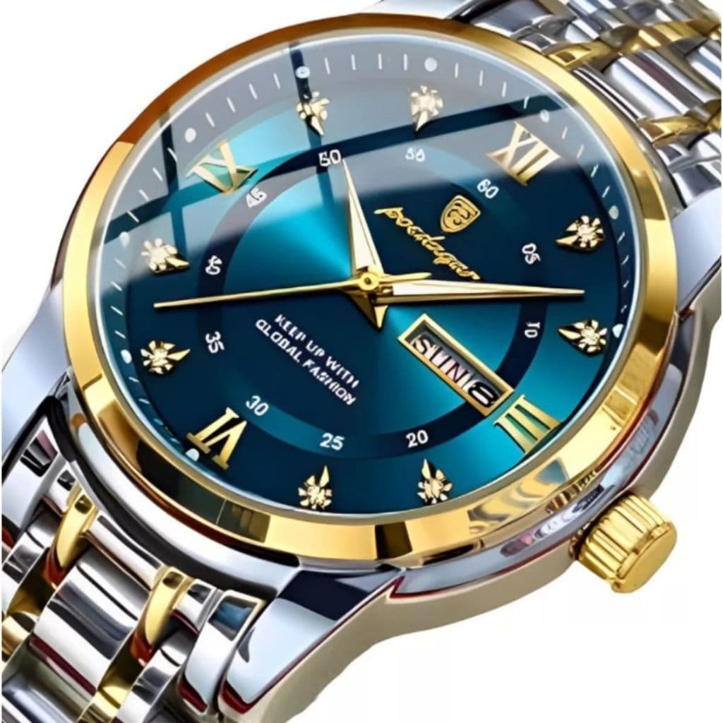 Relógio Masculino De Luxo Poedagar Elegante Quartzo Original em Inox a Prova D' Agua com Caixa e Ajustador da Pulseira