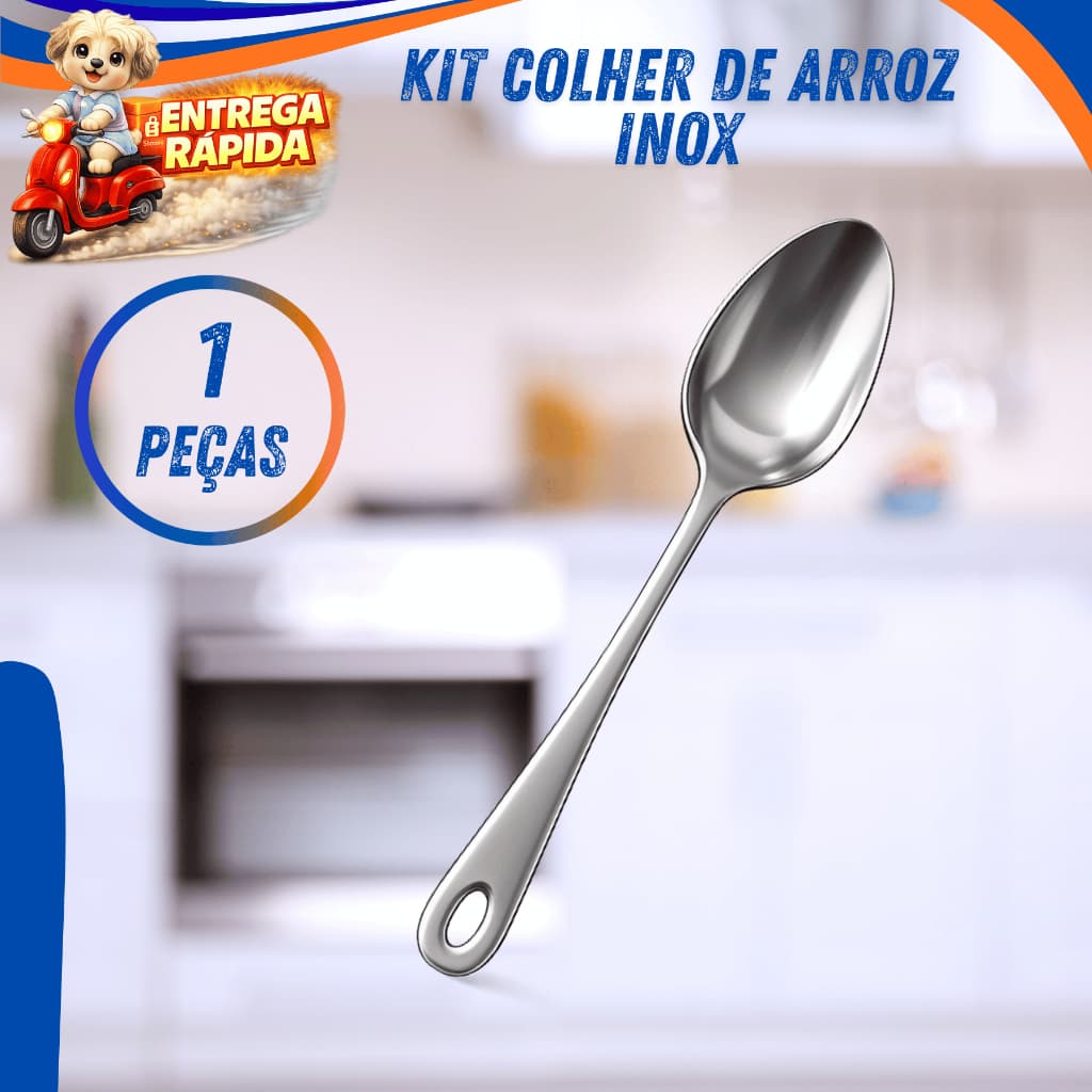 Kit Colher de Arroz  Grande Inoxidável Utensílio Cozinha Profissional Colher Servir Arroz Resistente