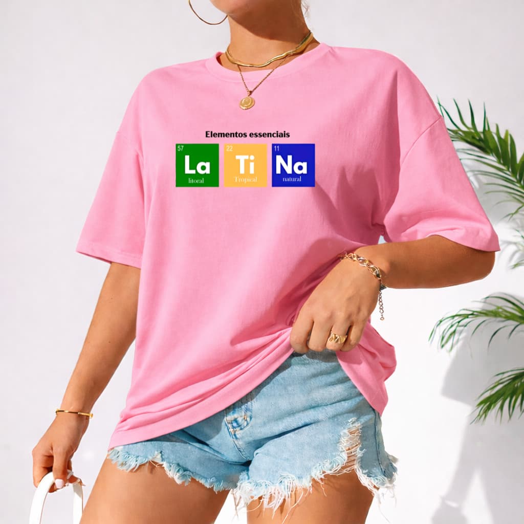 Camiseta Feminina Latina Estampada Premium Algodão Tshirt Plus Size G1 ao G5