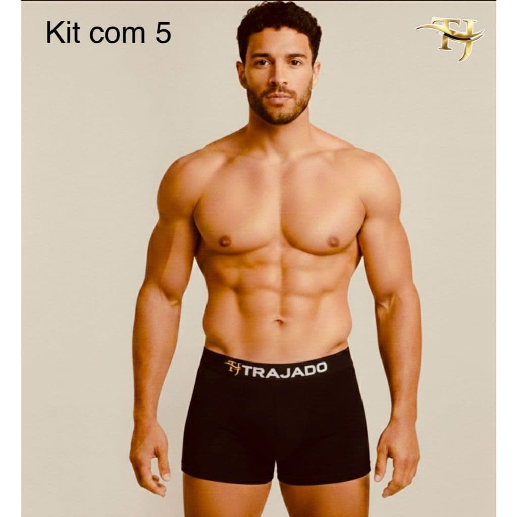 Kit com 5 cuecas Boxer Adulto com Forro em Algodão Embaladas INDIVIDUALMENTE