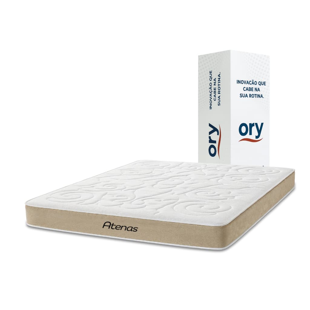 Colchão de Espuma Ortopédico D28 a Vácuo Conforto Macio Tecido Jacquard Lateral em Suede Ory Atenas