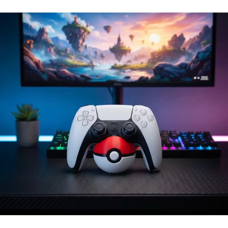 Suporte Poké Ball para Controle Gamer – Nintendo Switch / PS4 / PS5 / Xbox | Decoração Setup