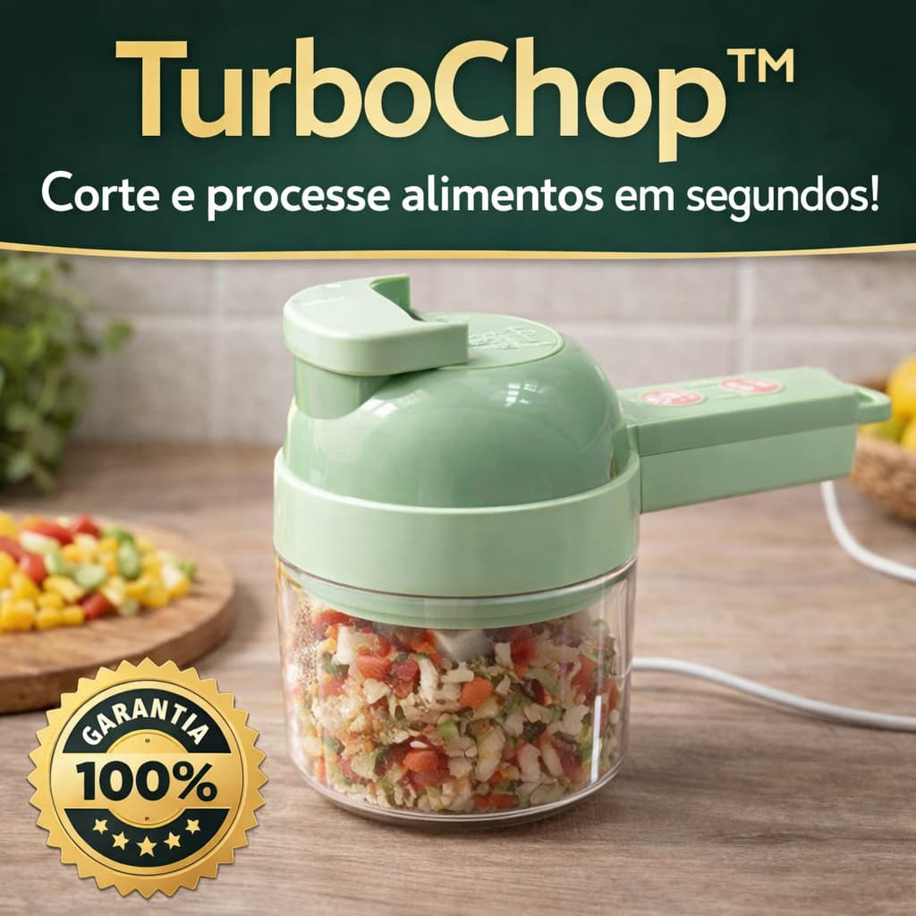 Triturador Elétrico Multifuncional 4x1 USB Cortador de Alimentos Alho Cebola Temperos Portátil TurboChop™