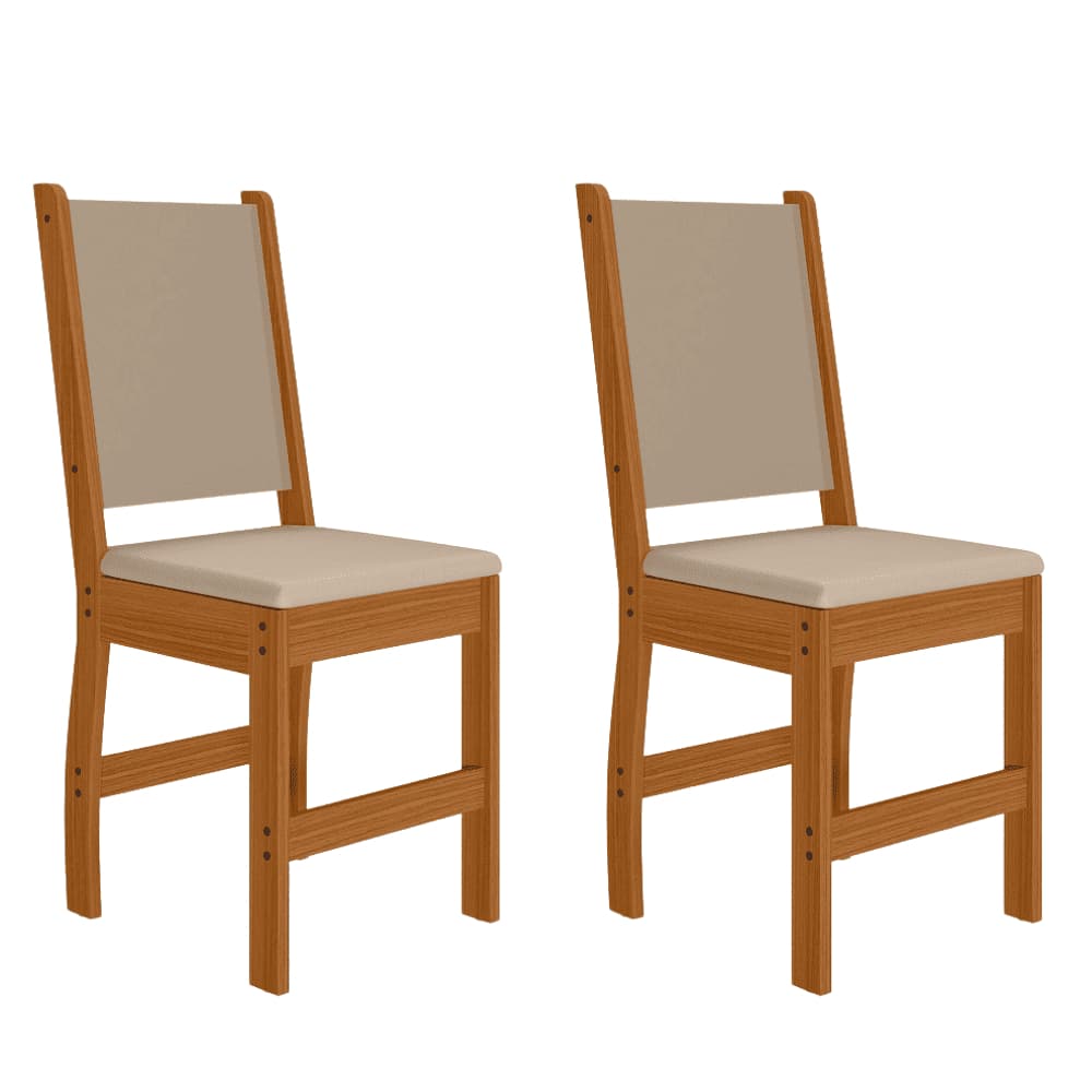 Kit 2 Cadeiras De Jantar Estofada Modelo Clara Pés Encosto MDP Reforçada Pintura UV Moviano