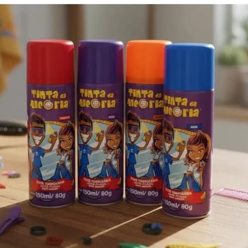 Tinta Temporária 150ML Colorida Spray Para Cabelo Tinta Da Alegria Tinta Carnaval Cabelo Maluco - Produto Premium