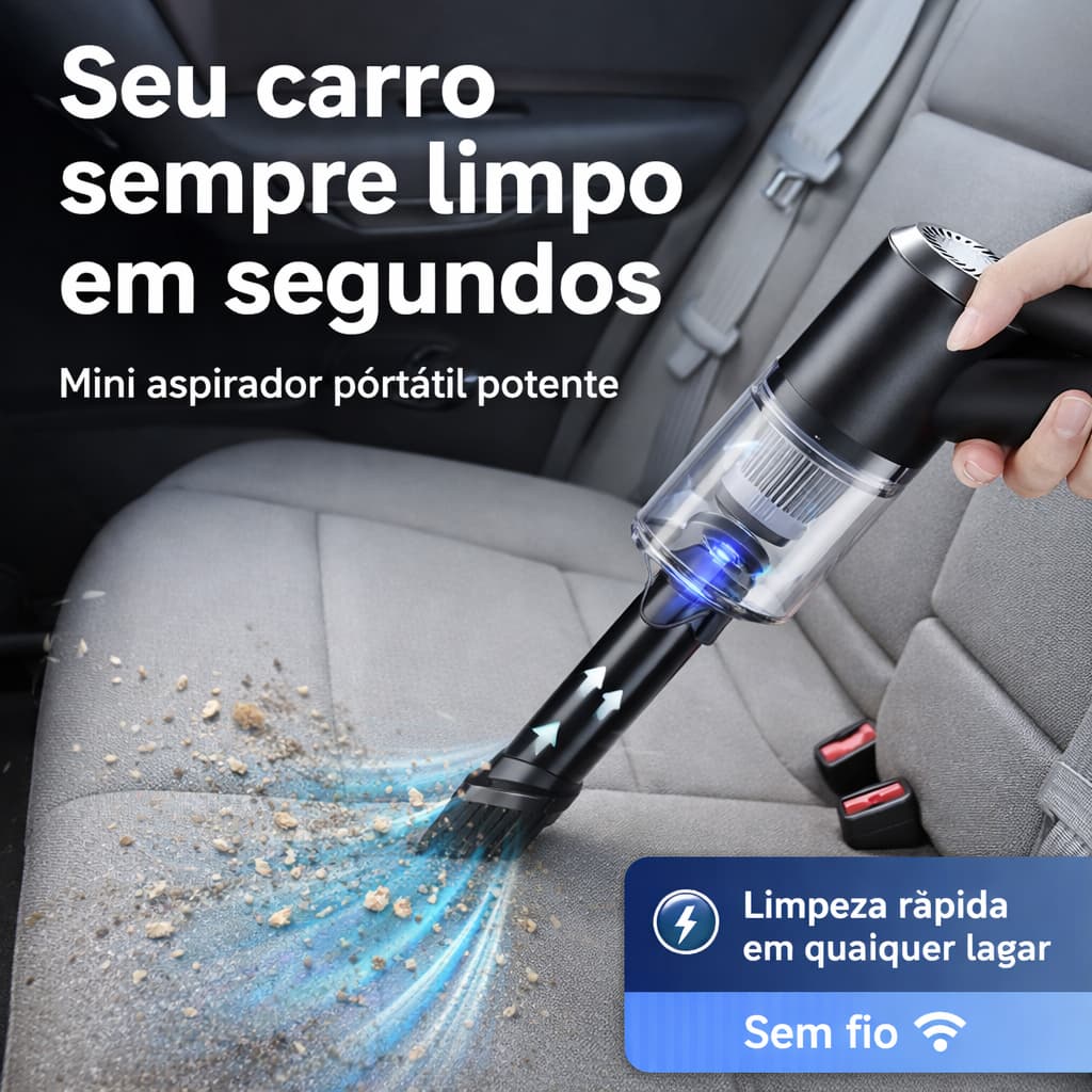 Mini Aspirador Automotivo Portátil Potente Recarregável