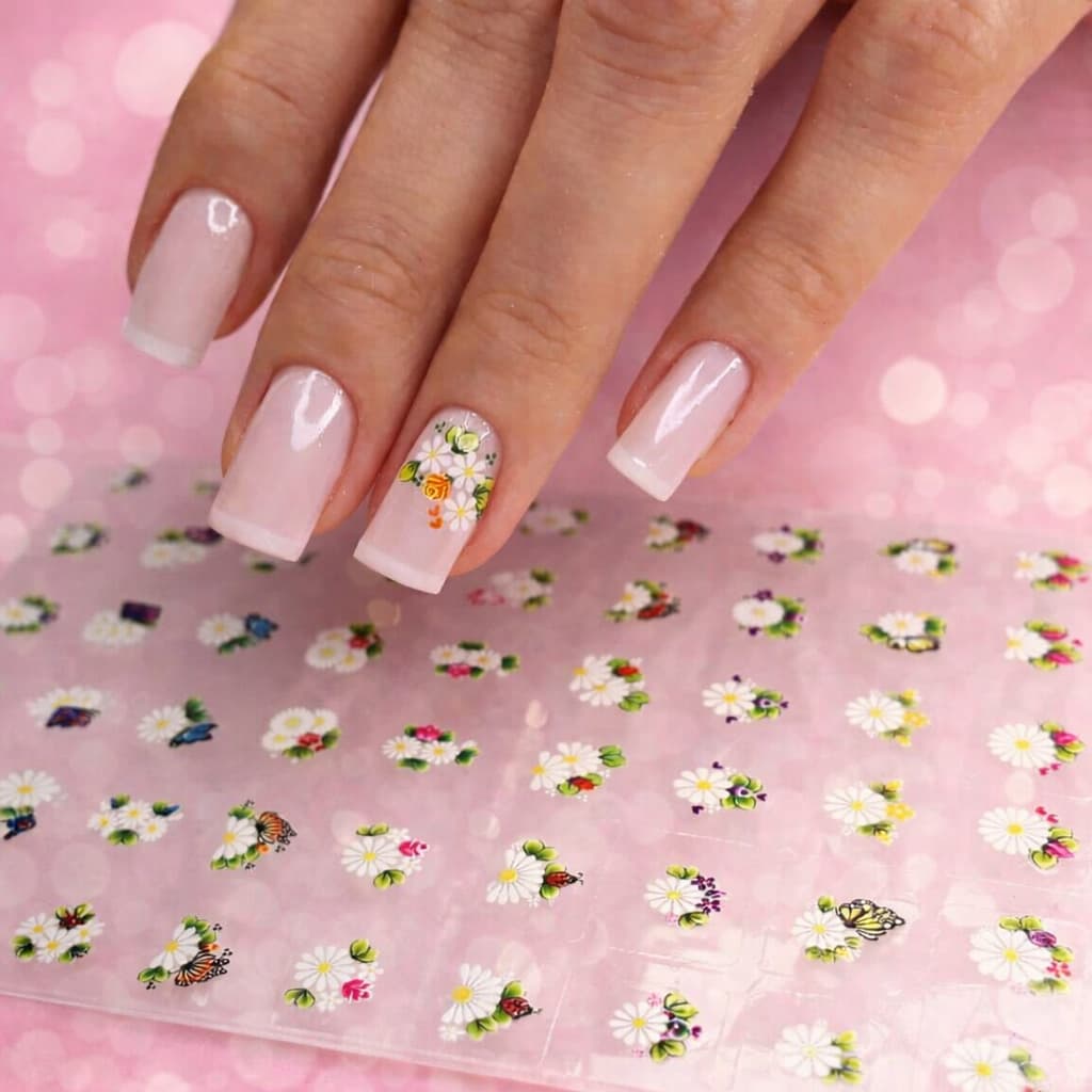 Cartela de Adesivos de unhas 3D Margaridas Delicadas flores com 60 unidades Ref.ad16