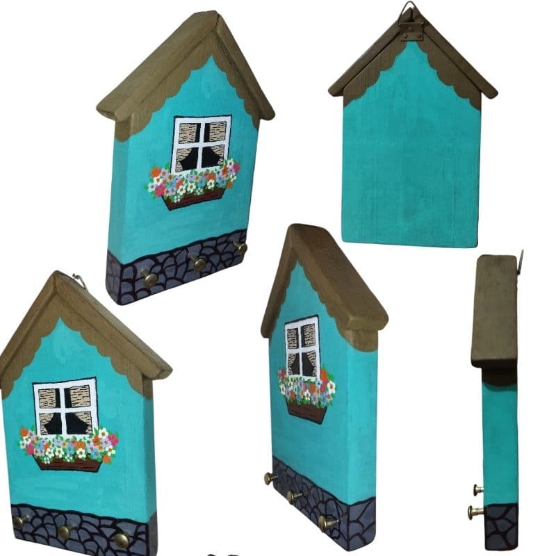 Casinha Azul  Decoração Porta-Chave Oferta