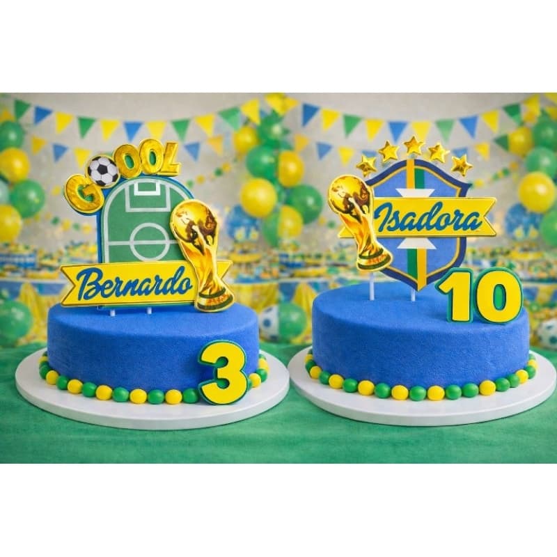 Topo de Bolo Futebol Personalizado | Copa do Mundo Brasil