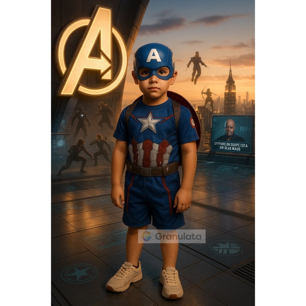Fantasia Infantil Capitão América com Máscara Macacão Confortável Tamanhos P ao GG