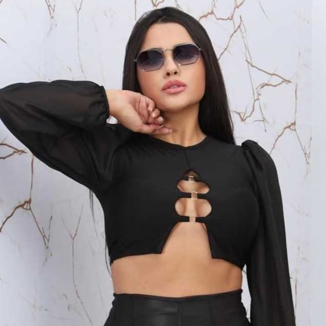 cropped blusa manga tuli roupa feminina estilosa elegante