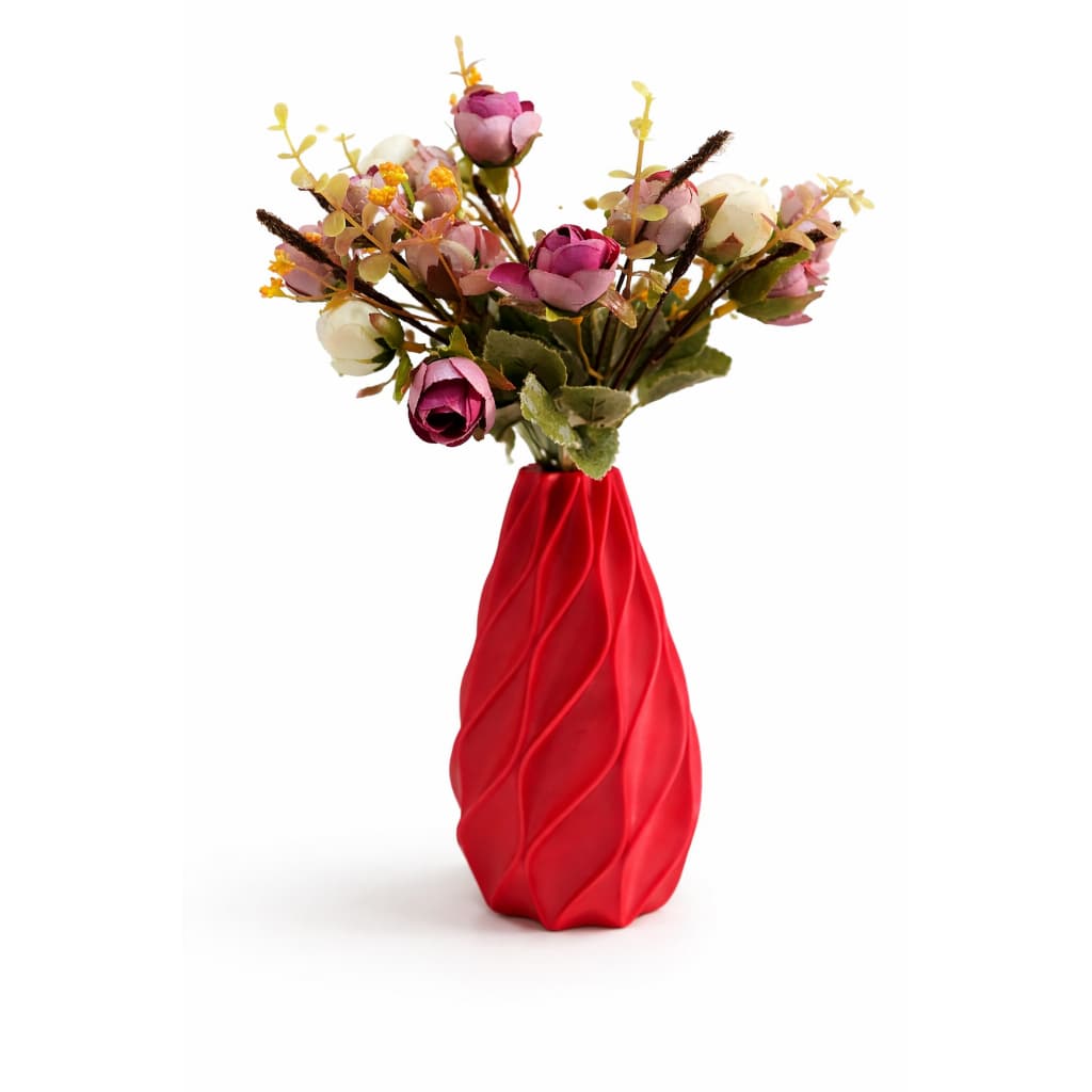Vaso Decorativo 3D Torcido Vermelho 15cm Porta Flores Mesa Sala