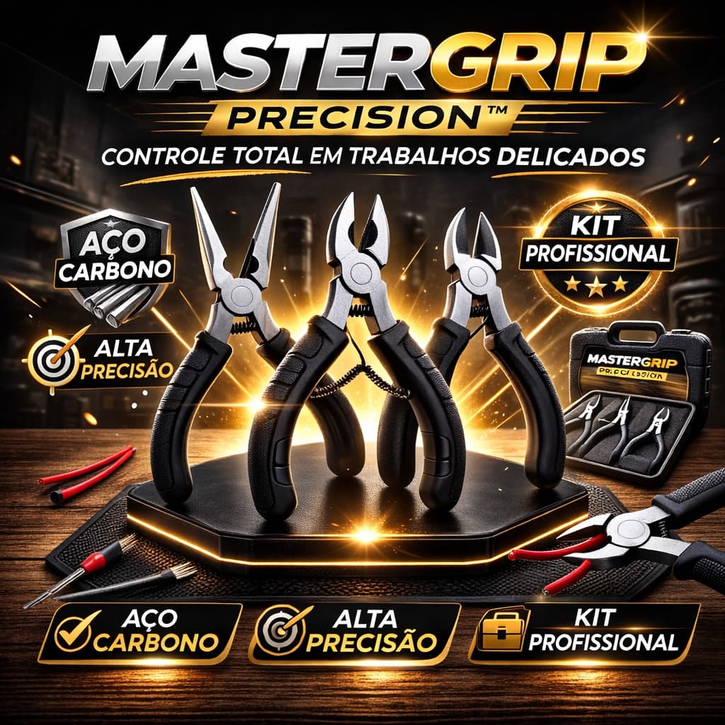 Kit Alicate de Precisão MasterGrip Precision™ 3 Peças Mini Alicate Corte Bico Universal Aço Carbono
