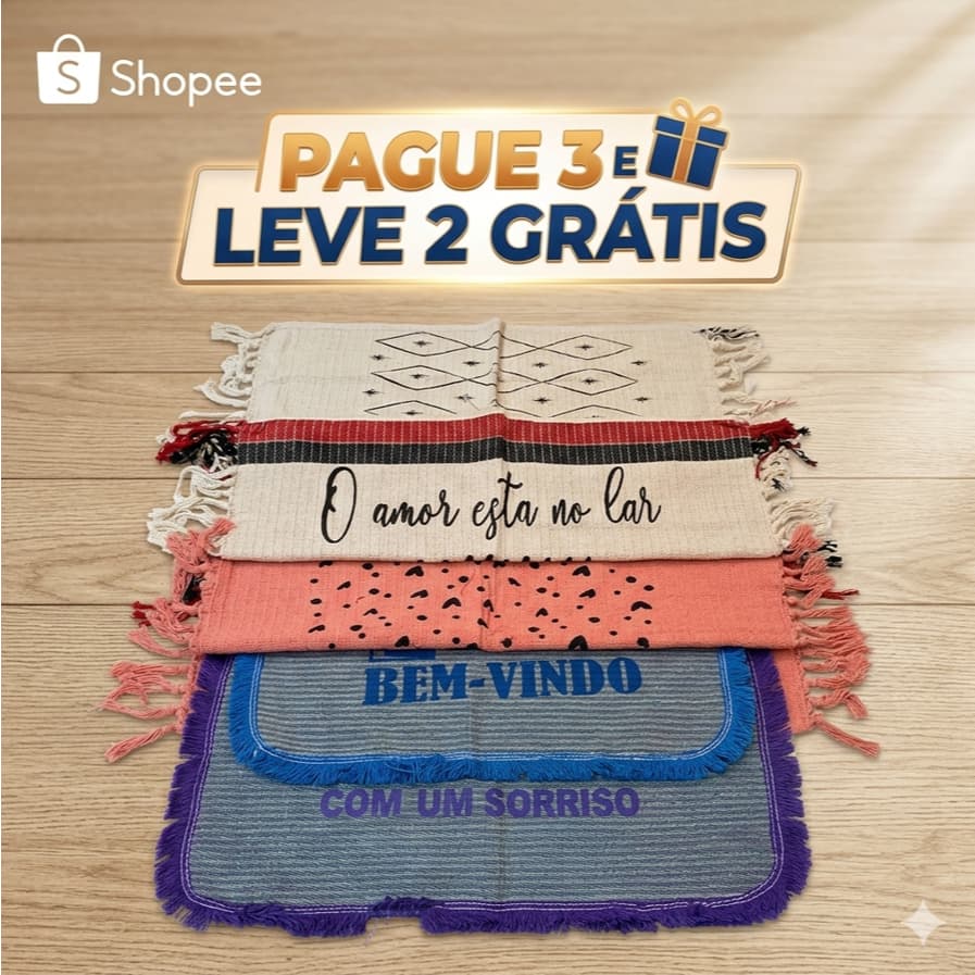 5 Peças Tapete Artesanal Algodão E Tear Decorativo Cozinha, Sala e Banheiro