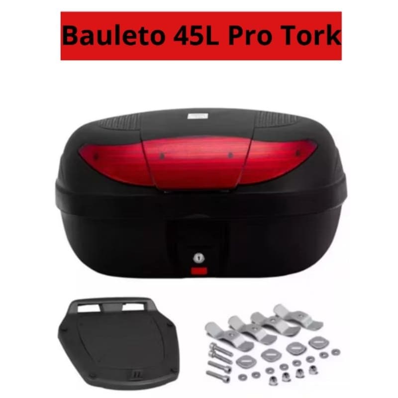 Bau para Moto Pro Tork Smart Box 28L 35L 45L C/ Base Universal Kit Fixação Resistente