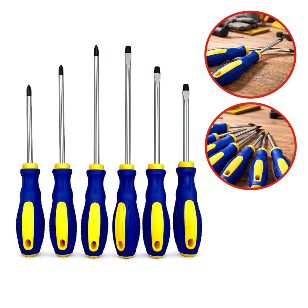 Kit De Jogo De Chave De Fenda E Philips 6 Peças Profissional Imantada Cabo Emborrachado
