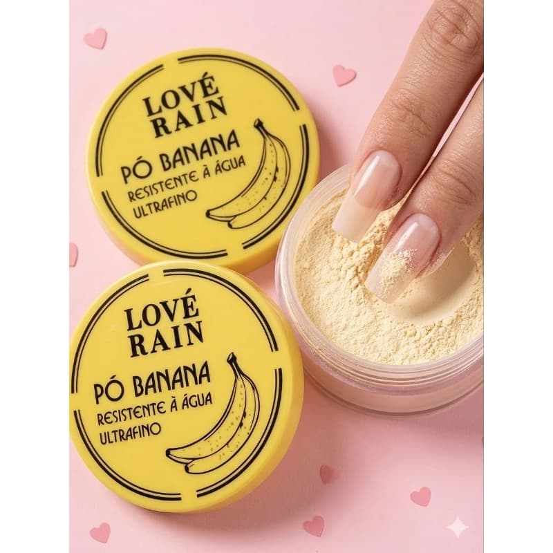 Pó Banana Love Rain Ultrafino Resistente à Água - Alta Cobertura, Vegano, Cruelty-Free