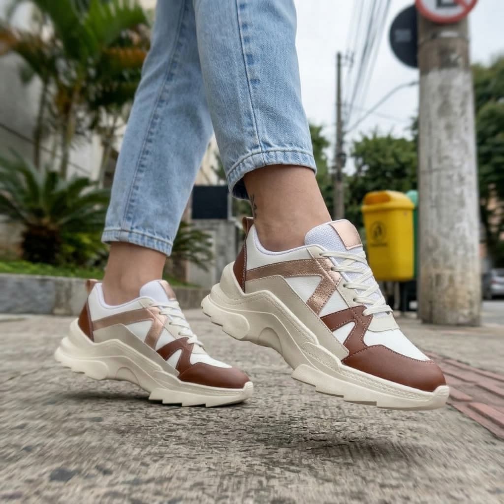Tênis Sneaker Feminino, Plataforma Tratorada e Super Confortável