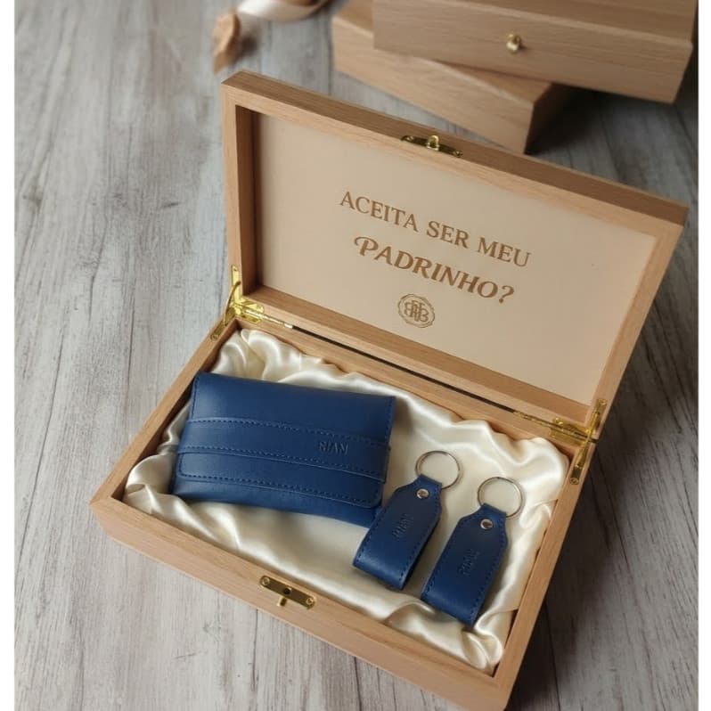 20 KIT Carteira + Chaveiro Personalizado para Padrinho Madrinha Convite Casamento