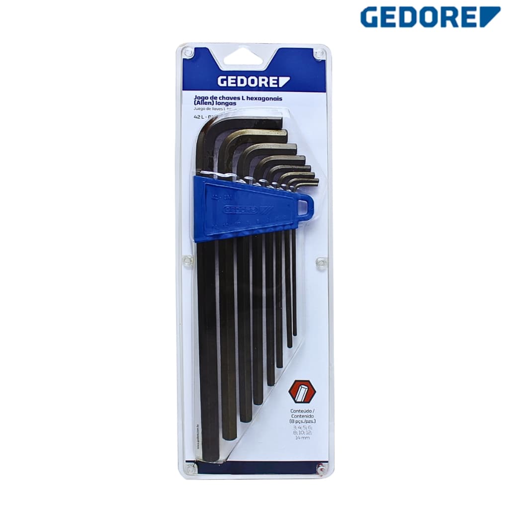 JOGO DE CHAVE  ALLEN HEXAGONAL LONGO 2 A 10 MM GEDORE