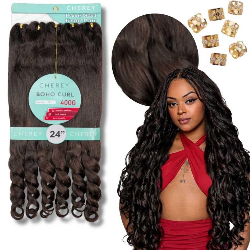Cabelo Boho Curl Da Cherey Macio E Volumoso Para Tranças Fibra Premium