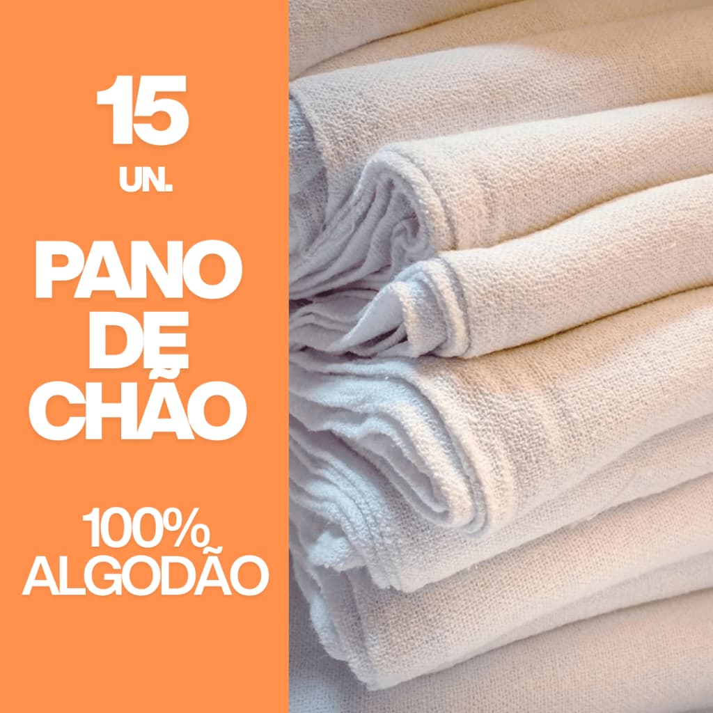 Kit 15 Panos De Chão Alvejado Branco 62x42 Saco Duplo Algodão Atacado