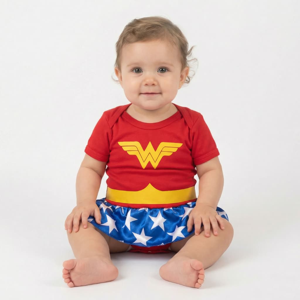 Body Infantil Bebê Menina Mulher Maravilha Mesversario  Conjunto Promoção