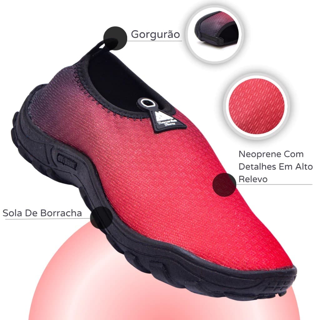 Sapatilha Aqúatica Sola Antiderrapante Neoprene Com Alta Ventilação Lançamento MS