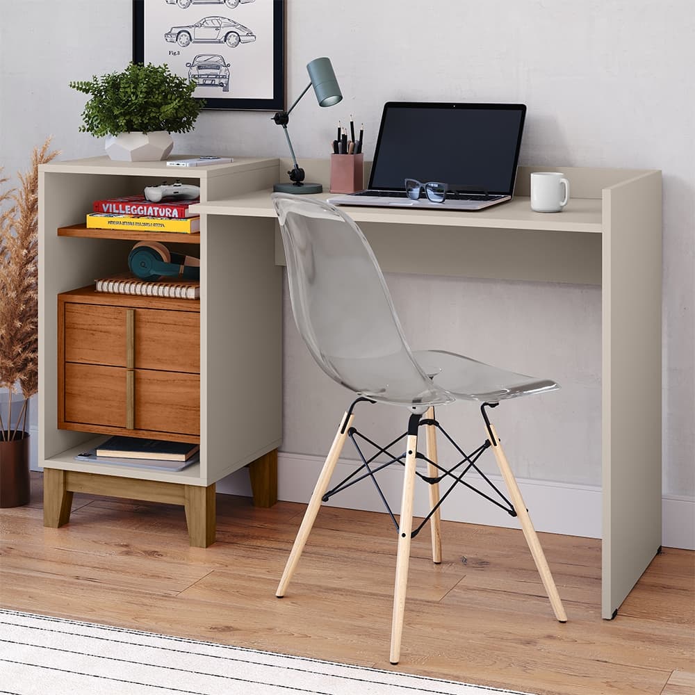Escrivaninha Mesa Luminos Multiuso 2 Gavetas Nichos Quarto Home Officie Escritório Opção em Cores