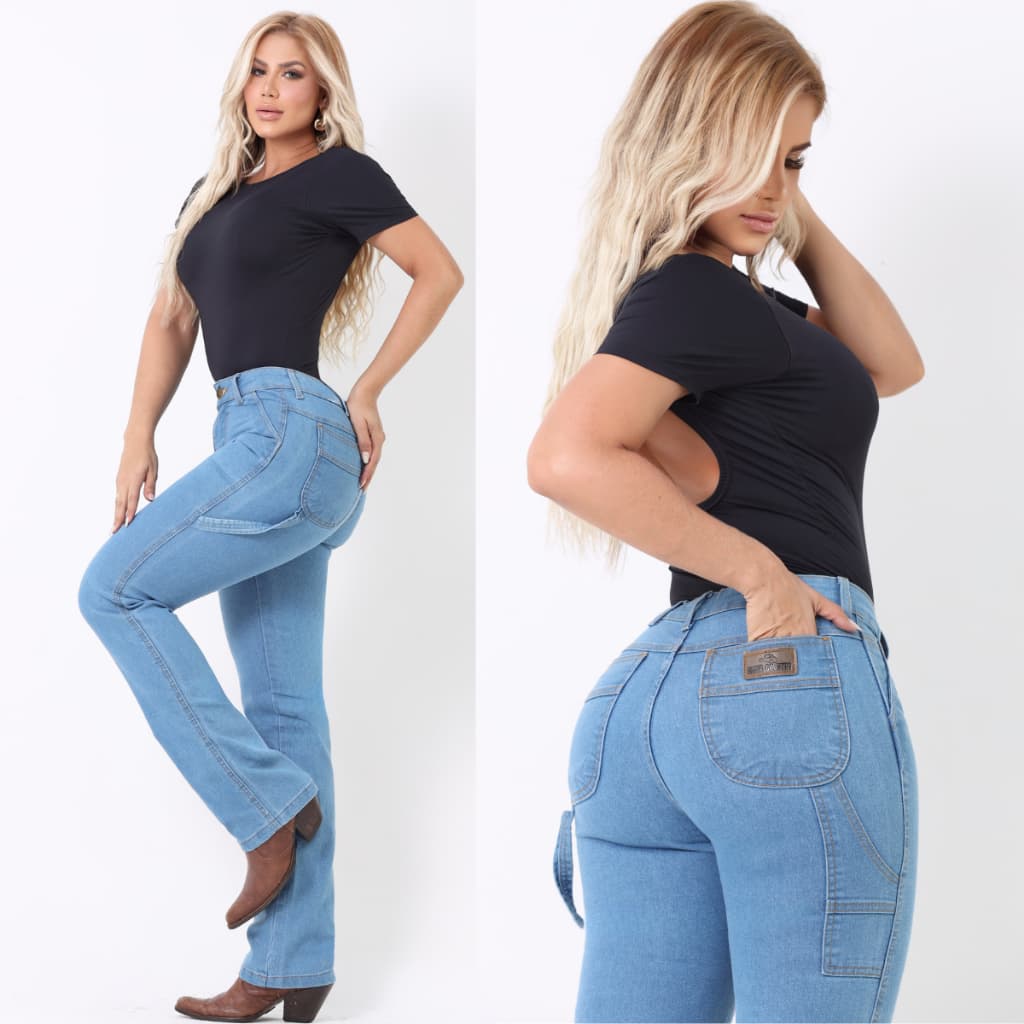 Calça Cowgirl CARPINTEIRA FEMININA COUNTRY Estilo Rodeio Moderna Jeans Grosso