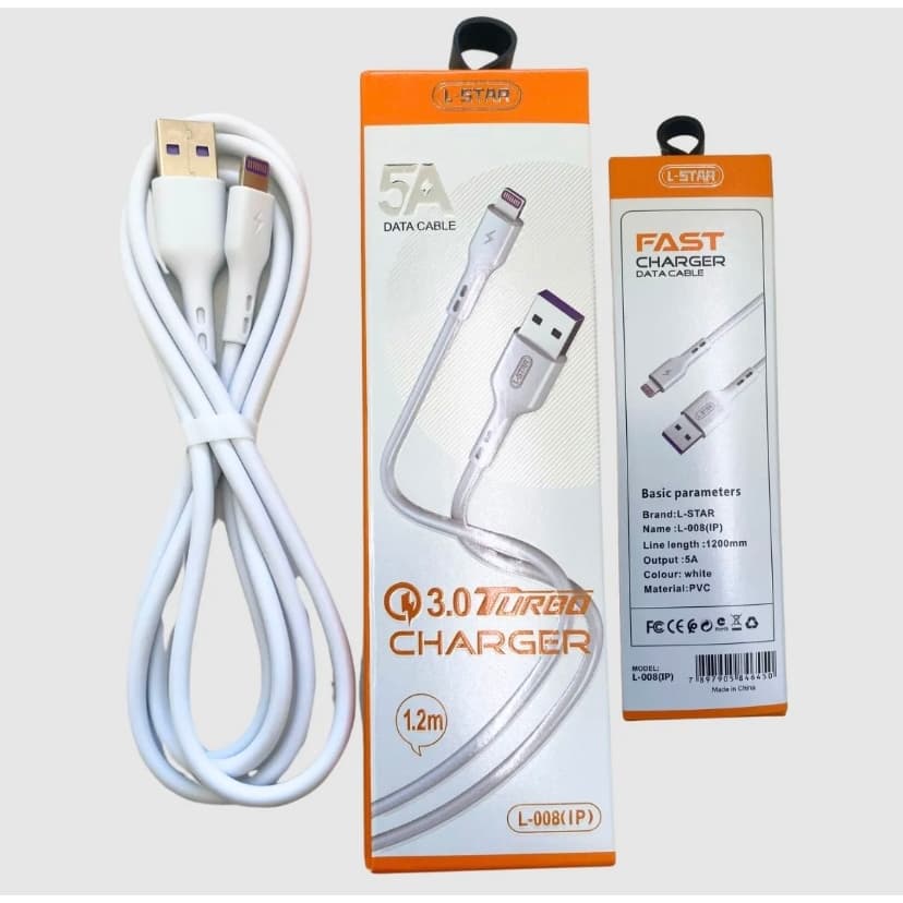 Cabo USB com Recarga Rápida para iPhone L-STAR 1,2 Metros