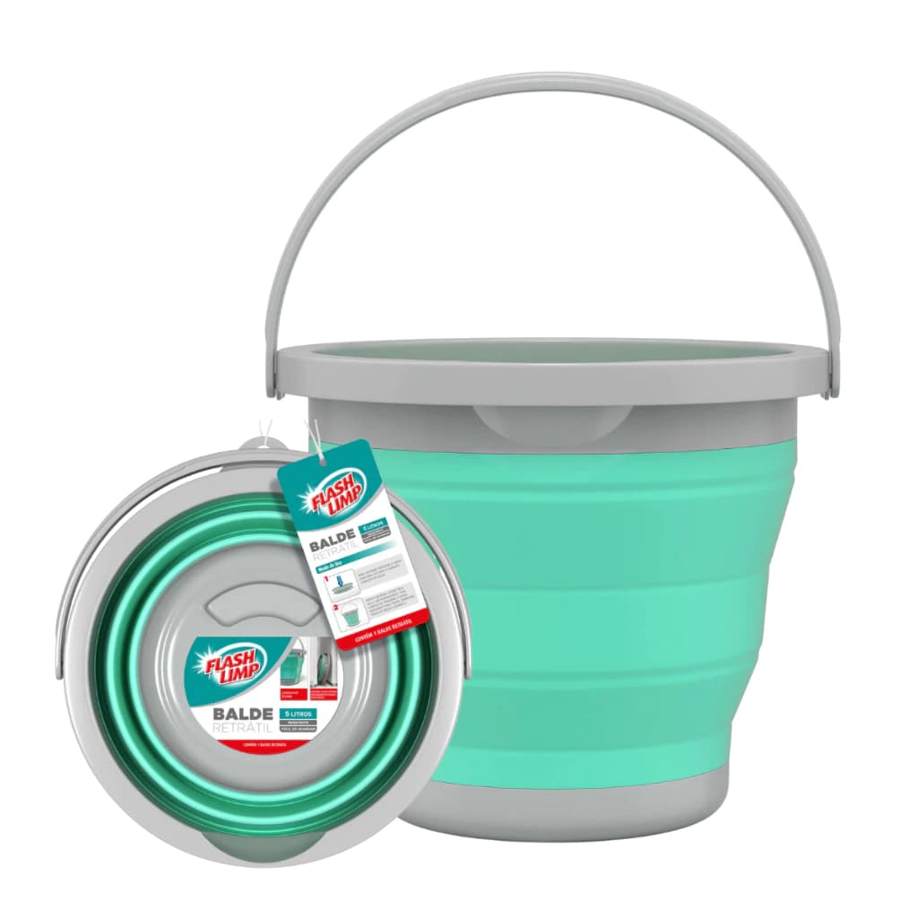 Balde 5 L Retrátil Verde Água Flash Limp