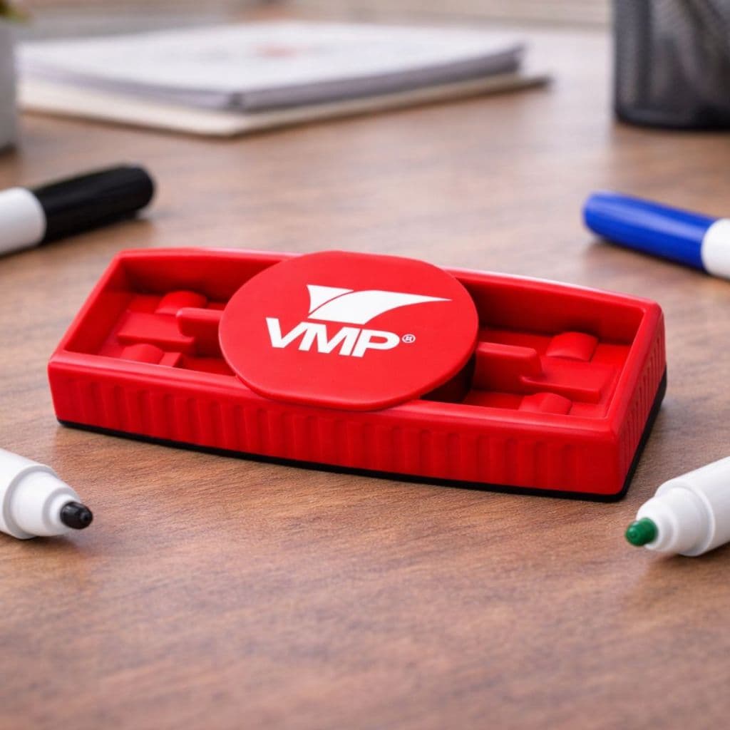 Apagador Lousa Magnética Quadro Branco Suporte para 2 Marcadores Office Escritório VMP Vermelho