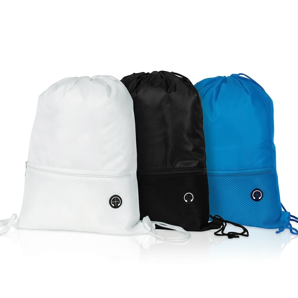 Mochila Saco Esportiva Poliéster Com Bolso E Fone, Viagem, Academia, Passeios, Atividades