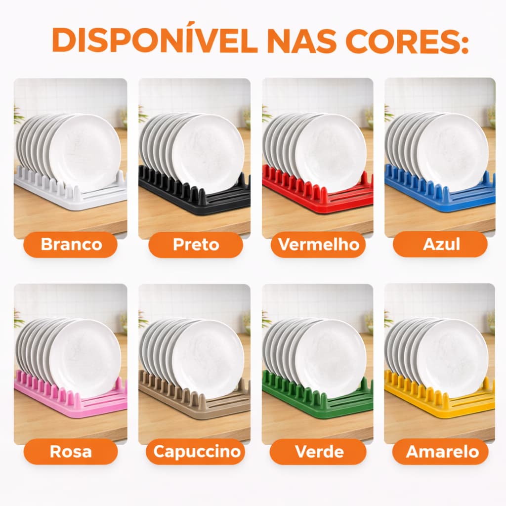 Organizador de Pratos para Armário | Porta Pratos 8 e 10 Unidades Organizador de Cozinha Prático, Compacto e Resistente