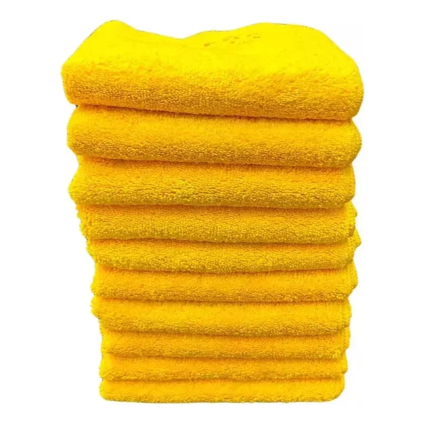 Kit 10 Flanela Microfibra Kers Dual Loop Automotivo Amarelo 360gsm 40x60cm