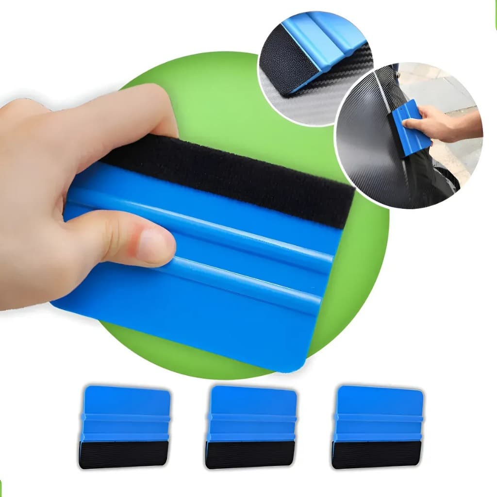 3 Espátulas Rígida de Silicone Com Feltro para Aplicação Insulfilm Envelopamento Adesivo Vinil